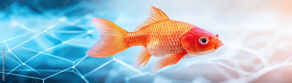 Aufkleber scientist conducting experiment with high-tech equipment and fish in a modern laboratory setup