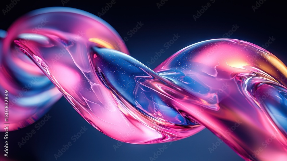 Poster abstract fluid colorful twisting iridescent translucent swirl on dark backdrop