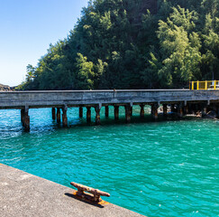 The Remains of Historic Hana Wharf and Pu'Uka Islet on Hana Bay,Hana, Maui, Hawaii, USA