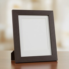 A photo frame with a blank Polaroid-style insert.