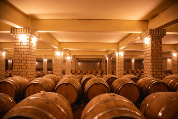 wine cellar with barrels