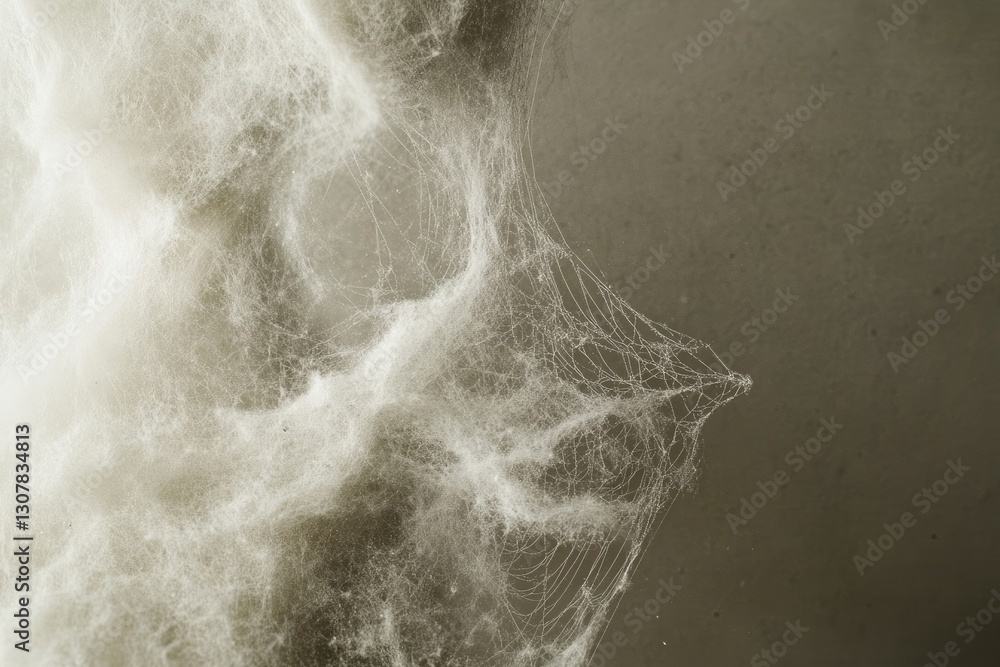 Poster a delicate, dusty spiderweb stretches across a muted background, creating a textured and ethereal sc