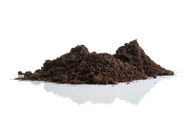 Piles of fresh soil isolated on white