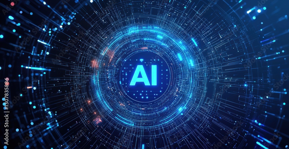 Poster Artificial intelligence symbol glowing in futuristic digital circle