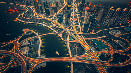 city night lights, intricate roads, vibrant urban exploration