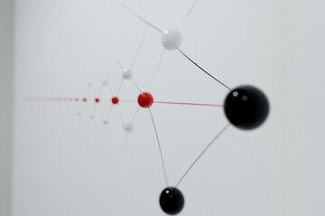 Obraz premium Abstract Network Visualization with Red, Black, and White Spheres