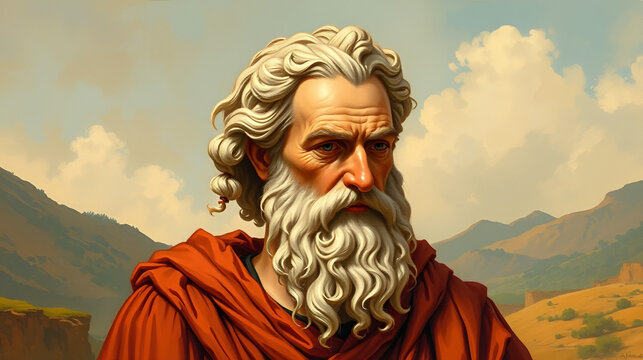 vintage painting illustration of philosopher Socrates