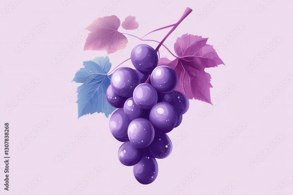 Poster modern abstract logo design featuring a grape bunch with soft purple hues and artistic simplicity fo