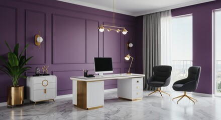 Obraz premium modern office with fireplace