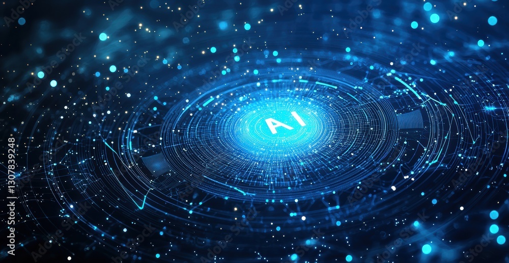 Poster glowing ai letters showing artificial intelligence technology concept