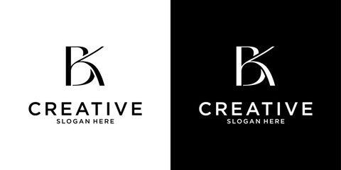 BK or KB initial letter logo design vector