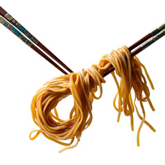 noodles held with chopsticks isolated 