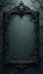 mysterious gothic frame with bats and cobwebs