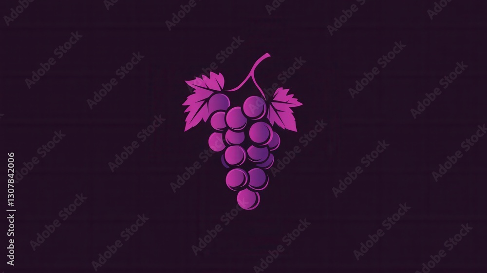 Poster modern abstract grape bunch logo design featuring soft purple hues and artistic simplicity for brand