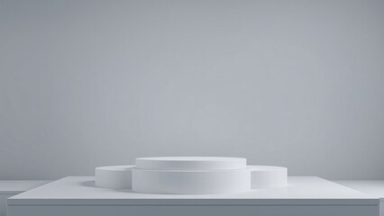Minimalist White Cylindrical Display Platform on a White Surface