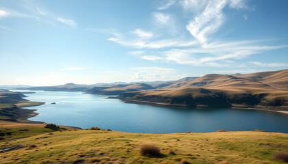 This image captures the timeless allure of a landscape where land meets water, using future technology to emphasize the beauty of nature's harmony.
