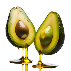Avocado poured with honey isolated