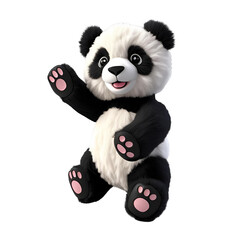 a panda raising its hand isolated 