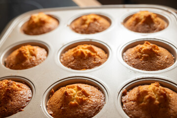 tray of homemade lemon muffins
