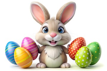 Fototapeta premium easter bunny with easter eggs