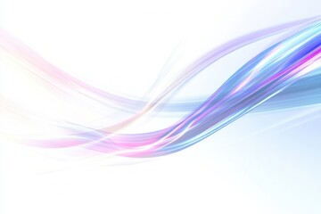 Futuristic digital art featuring glowing neon lines on a smooth white background with elegant light trails Generative AI