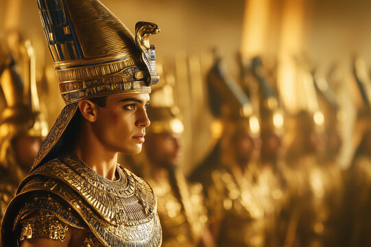 Egyptian Pharaoh in Royal Attire Portrait, Bible Concept