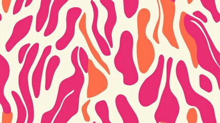 pink and white pattern featuring thick lines and simple organic shapes. -