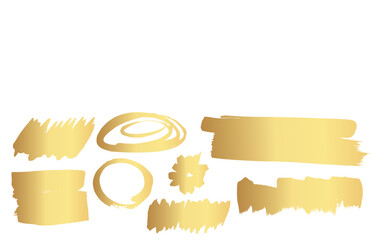 Gold Ink brush strokes. Golden Brush Stroke. Golden paint stains.Vector golden stain. Gold paint and ink brush strokes. Vector gold paint stroke set