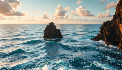 A stunning vista of eternal waves and distant horizons, powered by advanced technology to capture the true magnificence of nature's timeless allure.
