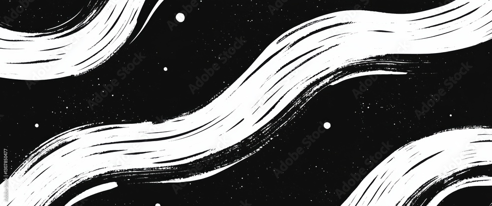 Aufkleber dynamic abstract brush strokes in black and white create a striking visual texture pattern