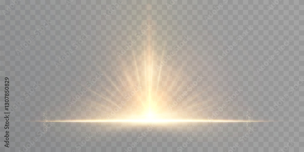 Aufkleber Abstract golden vertical glow. Bright explosion of light of flickering rays on transparent background. Luxury style for design and vector illustrations.	