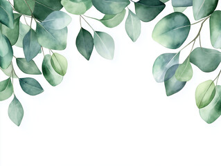 Elegant Watercolor Eucalyptus Leaves: Botanical Illustration for Design Projects, Wedding           
