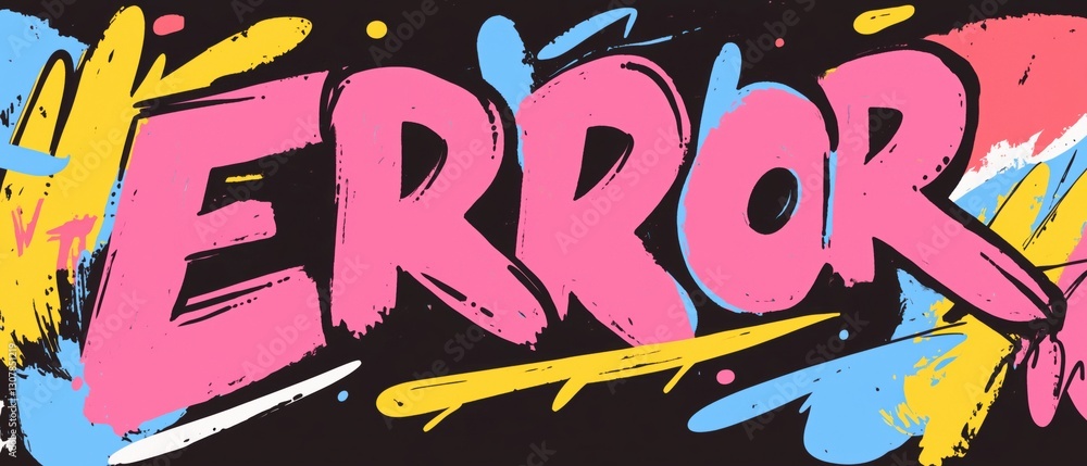 Poster colorful abstract graffiti design with bold error text and dynamic brush strokes reflecting urban ch