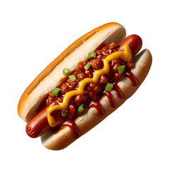 hot dog with mustard and ketchup isolated 