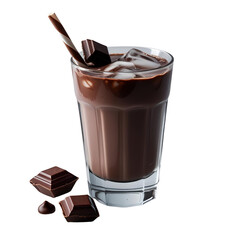 ice chocolate with fresh chocolate topping isolated 