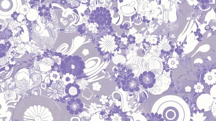 Fototapeta premium purple and white pattern featuring thick lines and simple organic shapes.