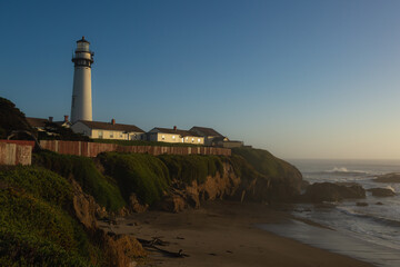 A lighthouse on the edge of a cliff in Northern California. 