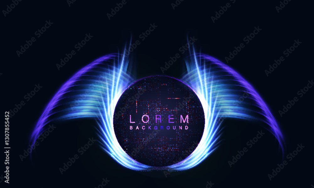 Aufkleber abstract bright glowing effect with intersecting lines of bright fiery swirl wings on black backgrou