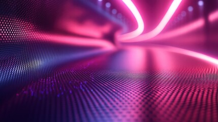 Futuristic Neon Tunnel with Dotted Surface