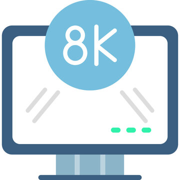 Smart TV 8K Resolution Icon Vector Element