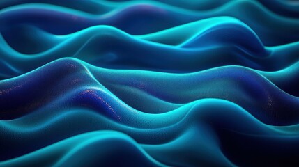 Obraz premium Abstract blue fabric undulates smoothly against a dark, blurred background