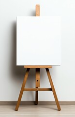 A blank canvas on a wooden easel, symbolizing creativity and the beginning of artistic expression. Ideal for art projects, tutorials, or inspirational themes in design.