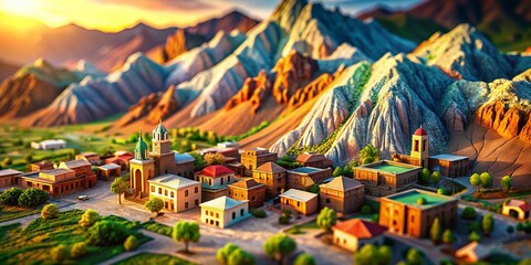 Fototapeta premium 3D Map of Catamarca, Argentina: Breathtaking Andean Architectural Landscape