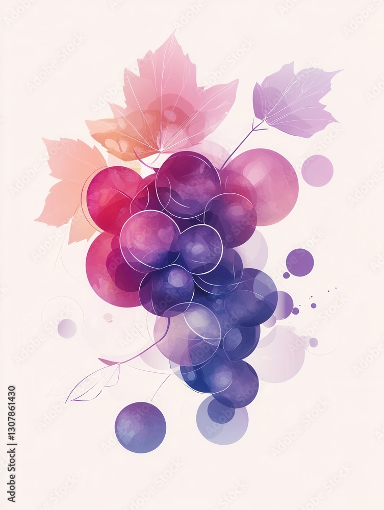 Aufkleber modern abstract grape bunch logo showcasing soft purple hues and artistic simplicity in contemporary