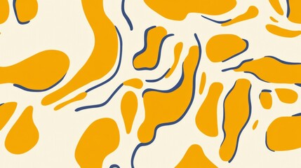 Naklejka premium yellow and white pattern featuring thick lines and simple organic shapes. 