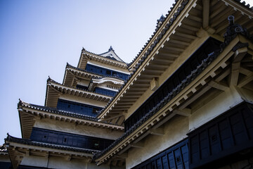 Details of a historic castle in Japan.