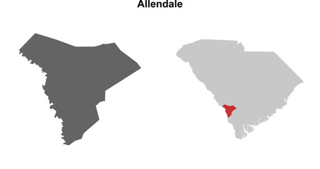 Allendale County (South Carolina) blank outline map set