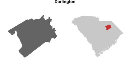 Darlington County (South Carolina) blank outline map set