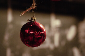 Red Christmas Bauble Hanging on Twine