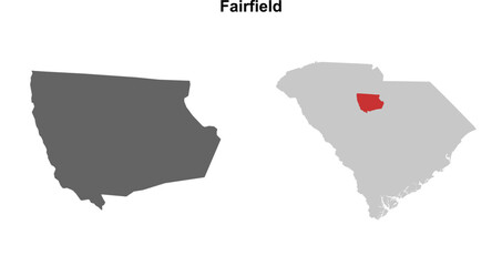 Fairfield County (South Carolina) blank outline map set